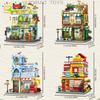 Non-Toxic City Street View Supermarket Coffee Burger Shop Hotel Model Building Blocks Diy Architecture Bricks Toys Adult Gift