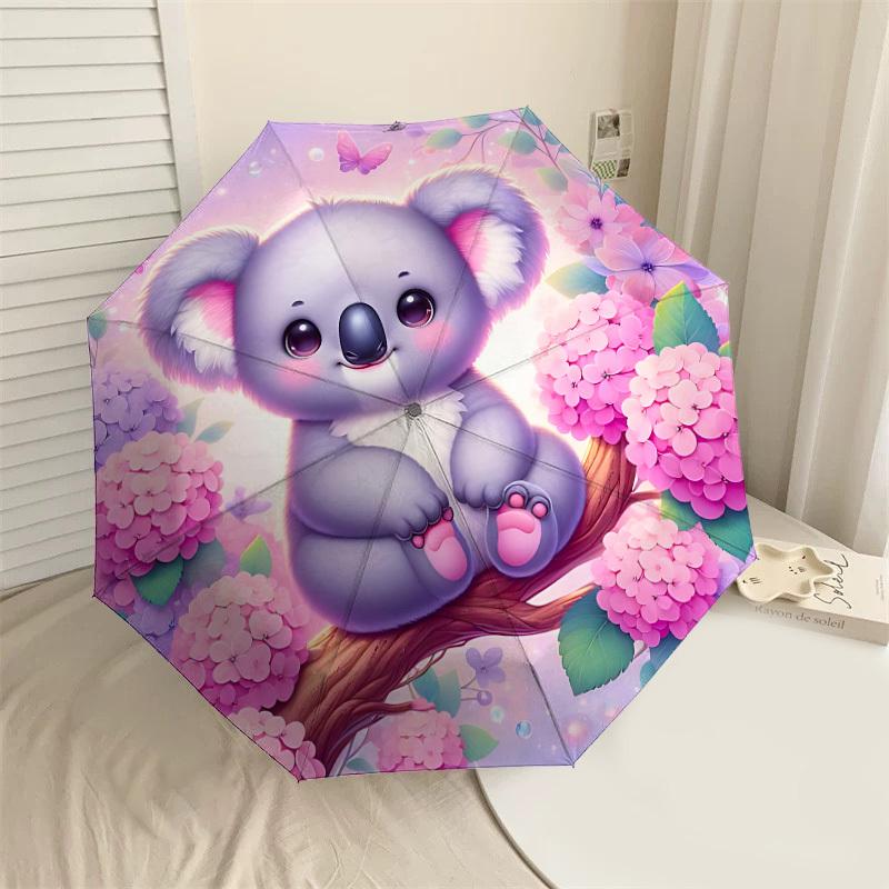 

1PC Koala, Flowers Automatic Open/Close Umbrella with Windproof, 8-Rib Sturdy Canopy, Durable Ribs, Fashionable Design1358A