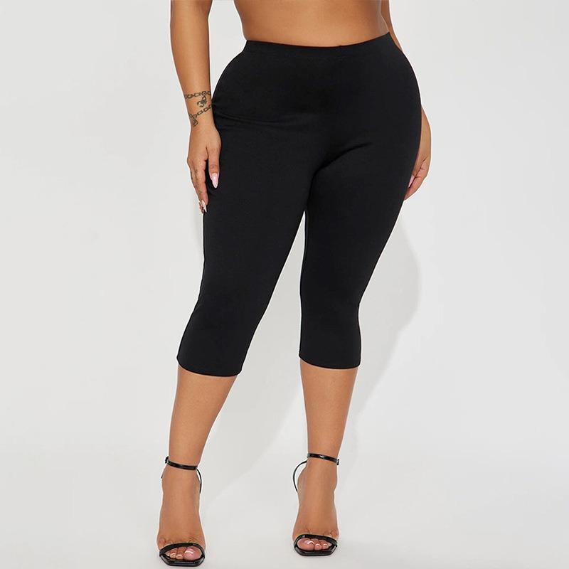 Women European Style High Elastic Printed Five Points Slim Sports Yoga Pants