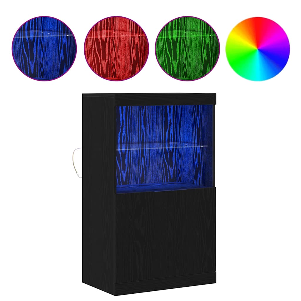 LED Sideboard Black 60 x 37 x 100 cm Particleboard