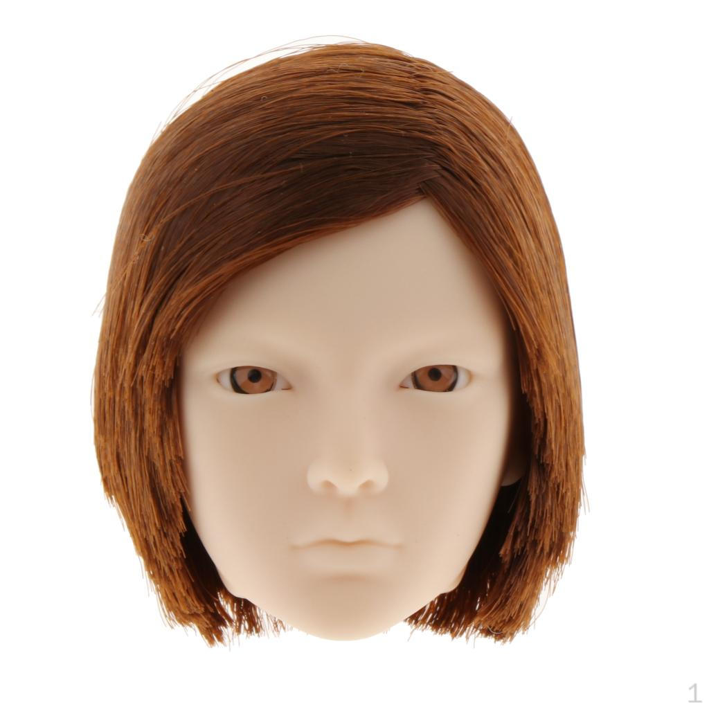 

1/6 Female Head Sculpt Short Hair For 12 Figure коричневий