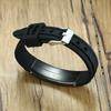 Personalized Silicone Bracelet In Black Watch Strap Band Wrist ID Elite 16mm Stainless Steel ID Tag Engravable Adjustable Bangle