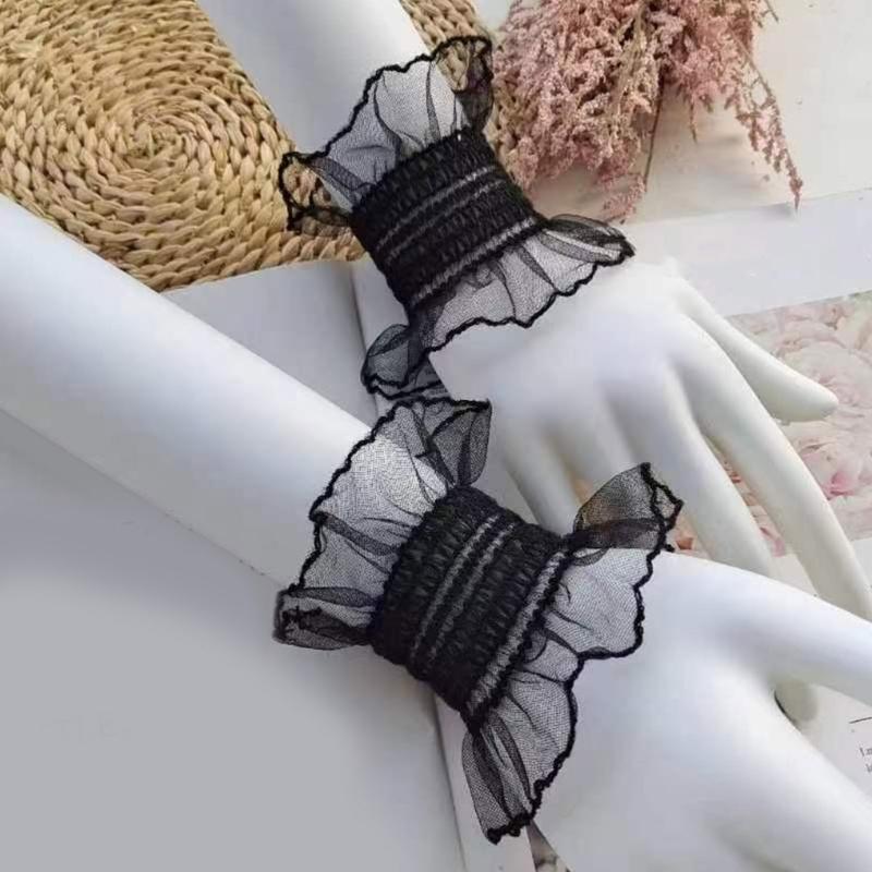 Cosplay Maid Elastic Decorative Wrist Cuffs All-match Detachable Cuffs for Girls