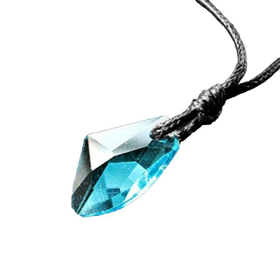 Fashion Men Women Faux Crystal Pendant Adjustable Rope Necklace Jewelry Gift