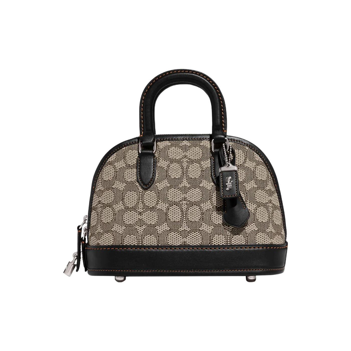 

Coach Revel 24 Classic Monogram Jacquard Fabric And Leather Shoulder Crossbody Tote Bag Medium Women handbags Gray-Brown Black CF295-LHUW7 Basic Set (Bag+Dust Bag)