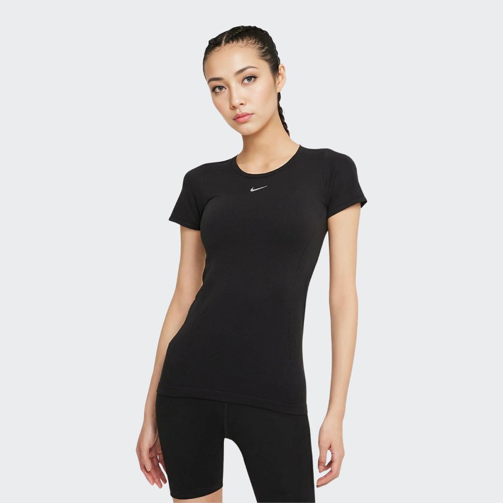 Nike Dri-Fit Adv Aura Slim-Fit Breathable Casual Short-Sleeve T-Shirt Women Tops Black DD0589-010