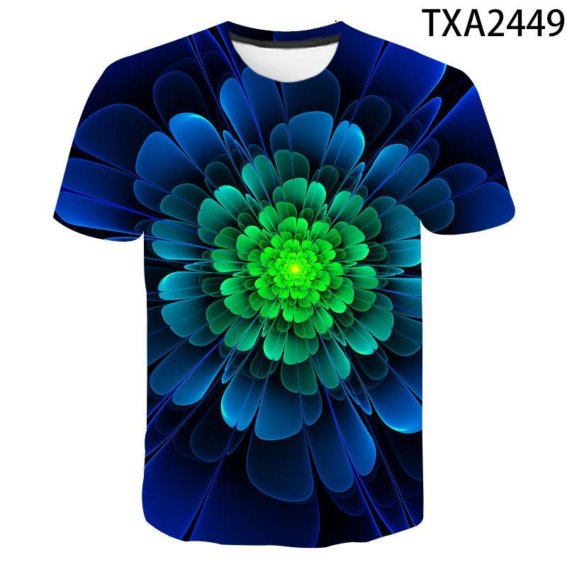 New Men Women Children Summer Flower 3D Print Short Sleeve T Shirt Fashion Casual Harajuku Streetwear Tops Cool Tees
