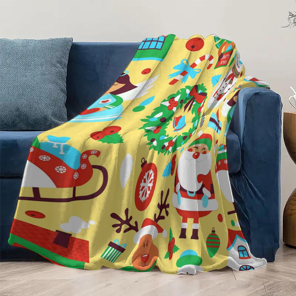 Cozy Christmas Throw Blanket Soft Flannel Festive Holiday Decor Gift Warm Winter Bedspread Couch Cover Home Decor