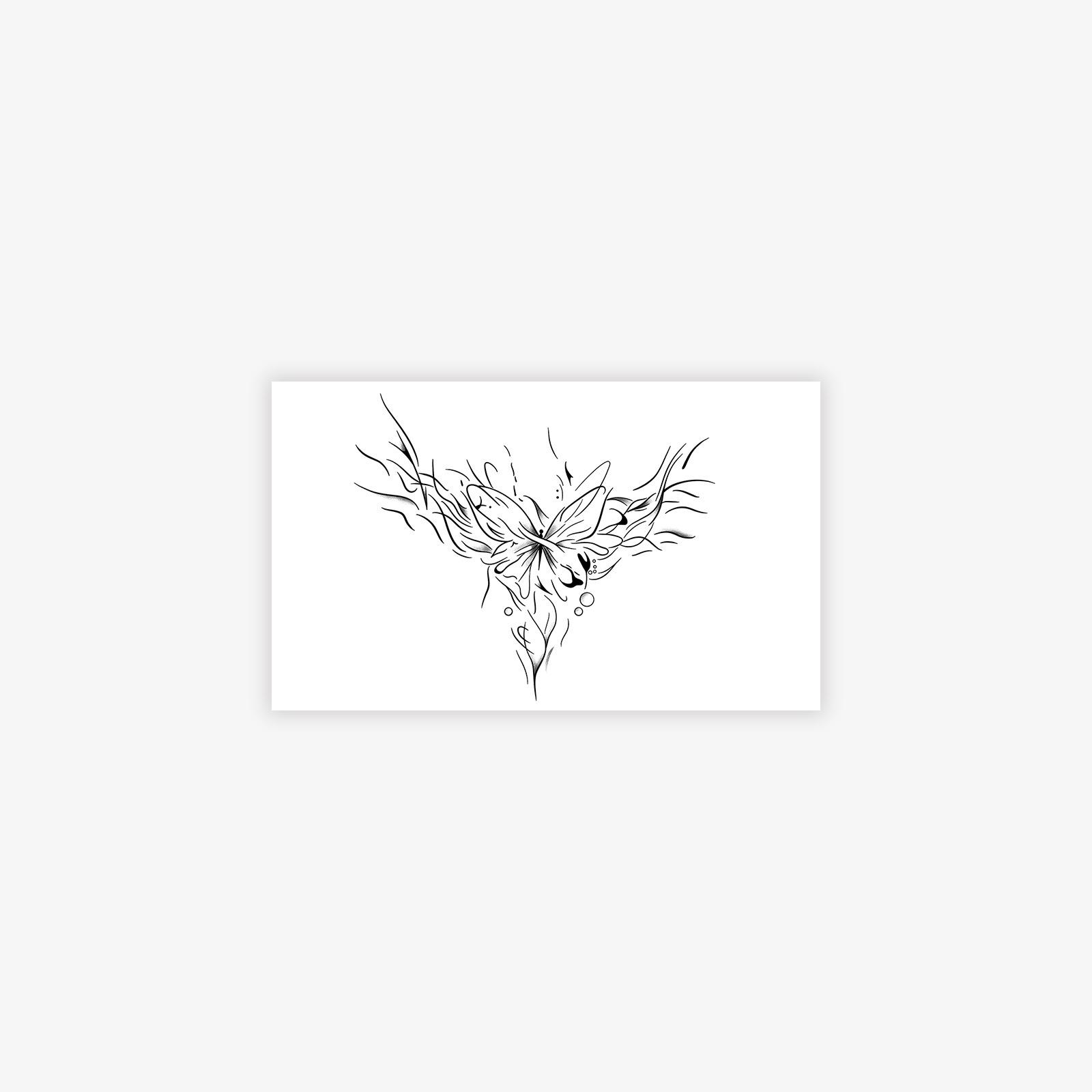 

Flowing Flame Butterfly Tattoo Sticker Waterproof And Long-Lasting Women S Thigh Gentle High-End Simulated Tattoo 11*18