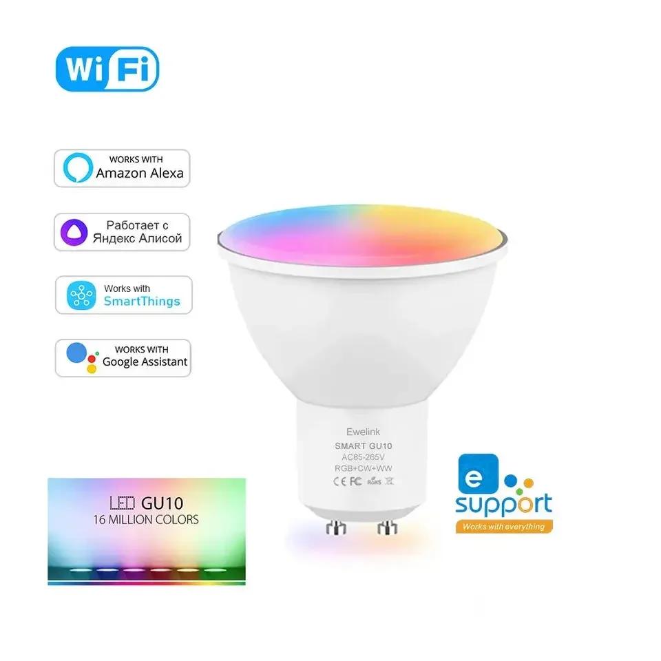 

EWelink Умная светодиодная лампа GU10 WIFI/Zigbee Прожекторные лампы RGB CW WW Управление через приложение Google Home Алиса Яндекс для комнаты Домашний декор