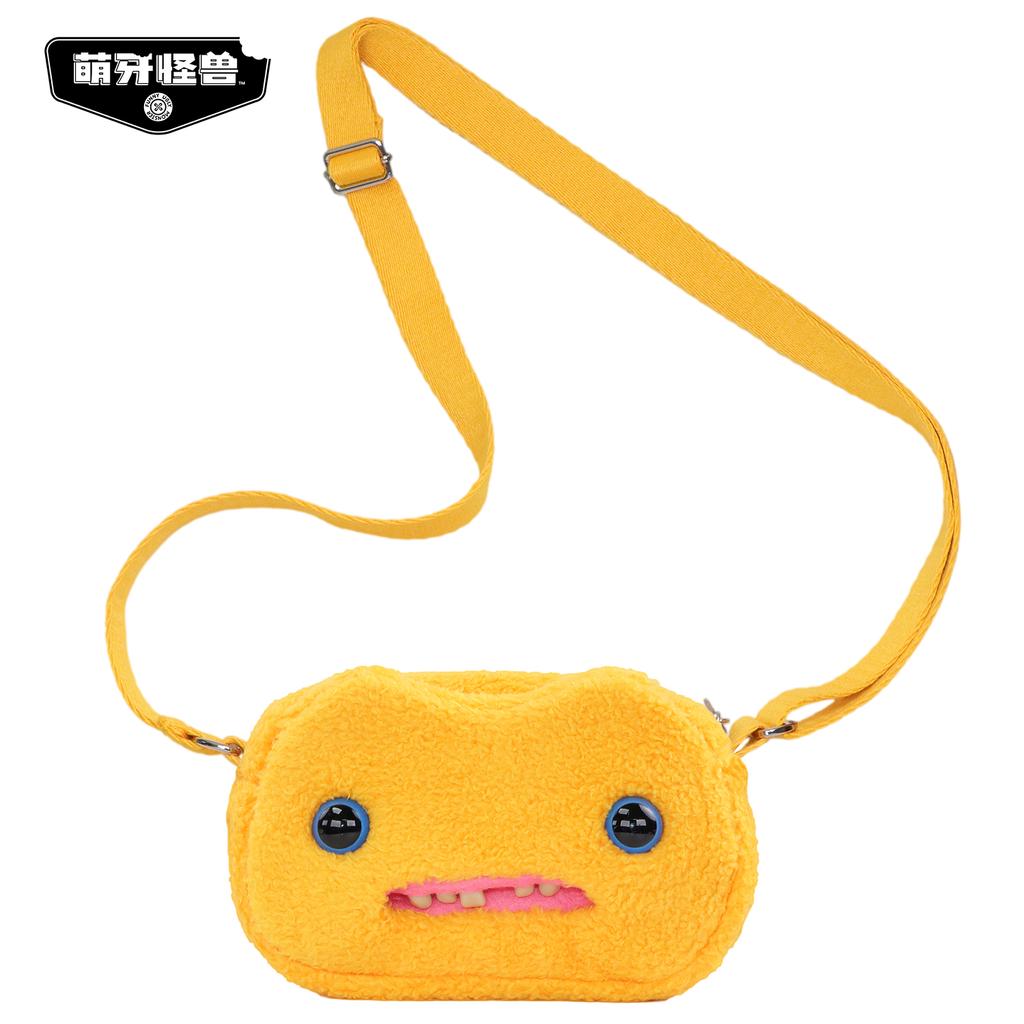 Borsa a tracolla peluche mostro denti brutti divertente Giocattolo animale di peluche stropicciato Regalo di compleanno carino strano per bambini