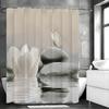 Zen Stone Butterfly White Flower Shower Curtain, Bathroom Decorative Shower Curtain, Waterproof Shower Curtain with Hooks