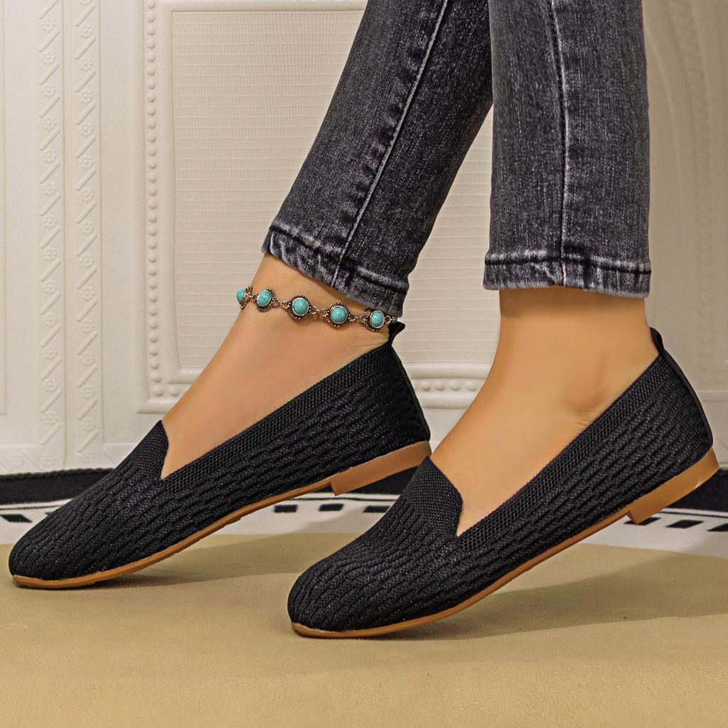 Fashion Large Size Women Shoes Autumn Square Toe Fashion Breathable Casual Shoes Lightweight Comfortable Vintage Outdoor Non Slip Flats