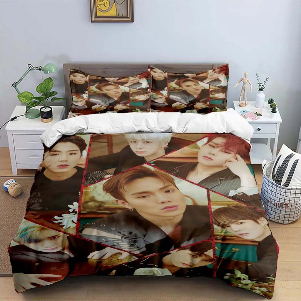 Fashion K-POP Singer M-MONSTAS X Bedding Sets Exquisite Bed Supplies Set Duvet Cover Bed Comforter Set Bedding Set Kids Gift