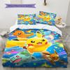 Pościel z Wzorem Pokémonów Dekoracja Domu Prezent Urodzinowy (1 * poszwa na kołdrę + 2 * poszewki na poduszki, bez rdzenia)