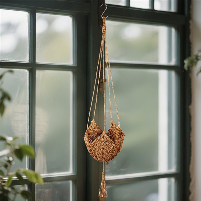 Hanging Plant Hanger Handmade Macrame Flower Pot Wall Decor Courtyard Garden Hanging Planter Basket Plant