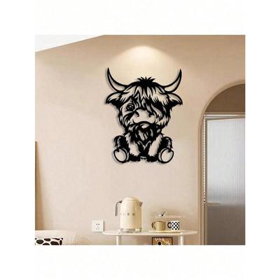 Metal Wall Art Highland Cow Sculpture Rustic Home Decor Gift for Farmhouse Office Living Room Birthday