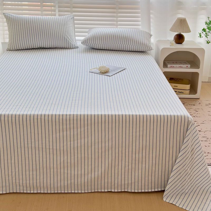 Minimalist Striped Washed Cotton Bed Cover For 1.8m Bed, Household & Student Dormitory