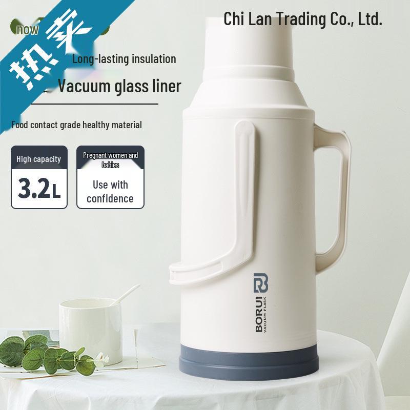 Large Capacity Insulated Hot Water Bottle/Thermos Flask for Students, Dorms, and Home Use with Classic Plastic Shell.