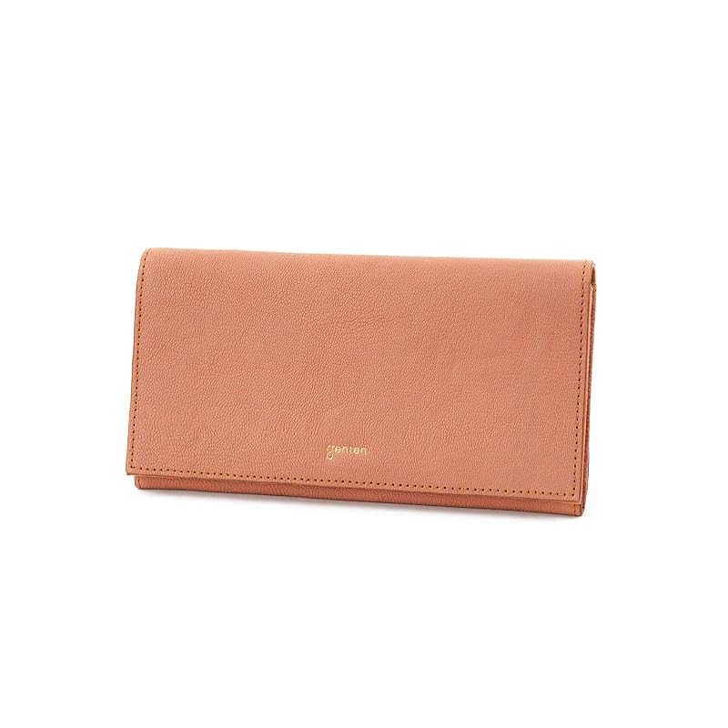 

[Genten] long wallet genuine leather ladies peach beige GE-44321-32
