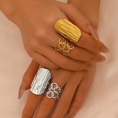 Wind Women's Jewelry Ins Geometric Irregular Hollow Design Ring Set Versatile and Advanced Sense