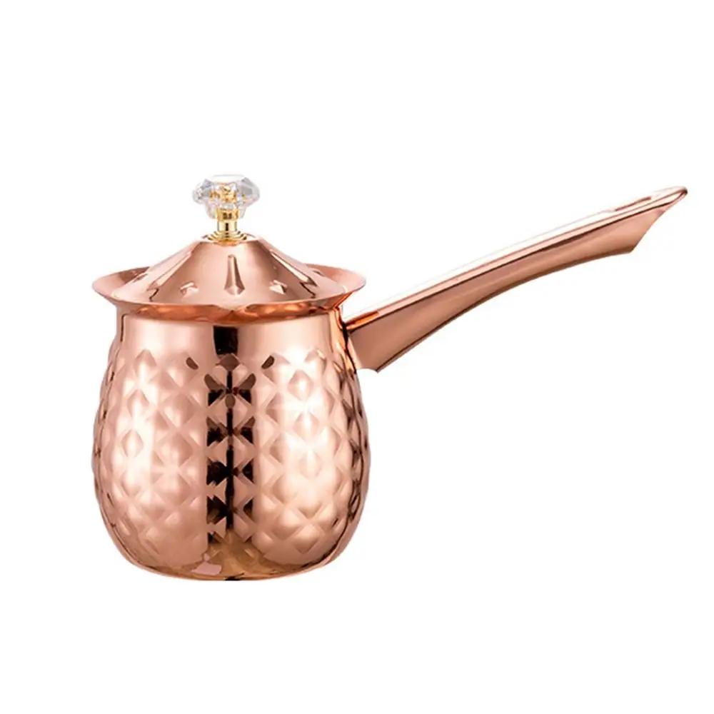 Versatile Handcrafted Turkish Coffee Pot Handle Stable Melting Jug Stainless Steel Lid Heating Pot Household