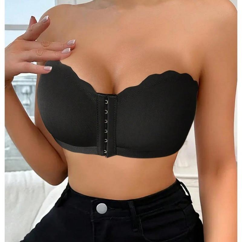 Trägerloses Bandeau-BH mit Frontverschluss Übergröße Push-Up Bequem Dünn