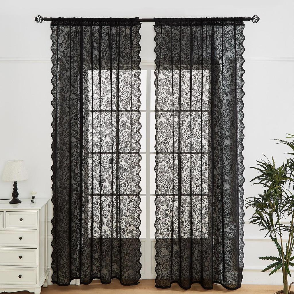 Vintage Französischer Phönixschwanz-Spitzenvorhang für Wohnzimmer, Küche, Schlafzimmer – Nicht-transparenter Fensterschutz & Trennwand-Dekoration