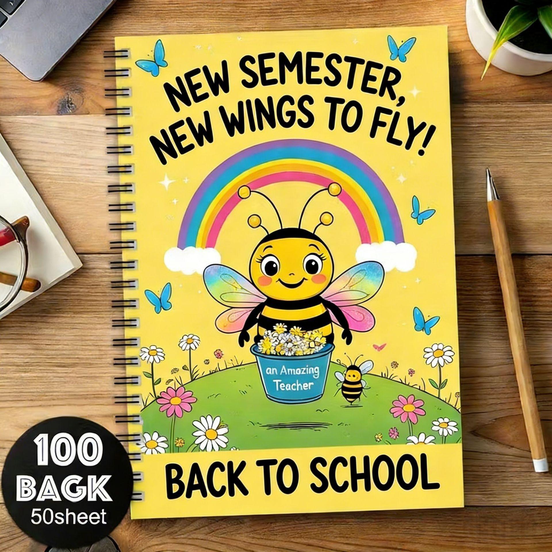 New Coil Book Back to School Inspirational Bee Notebook A5