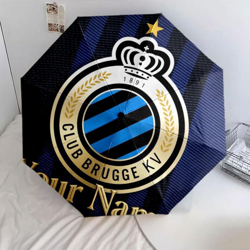 1 PC Automatic Folding Umbrella - Club Brugge KV Custom Name Pattern, Portable & Foldable Design with 8 Ribs, Christmas Birthday Gifts