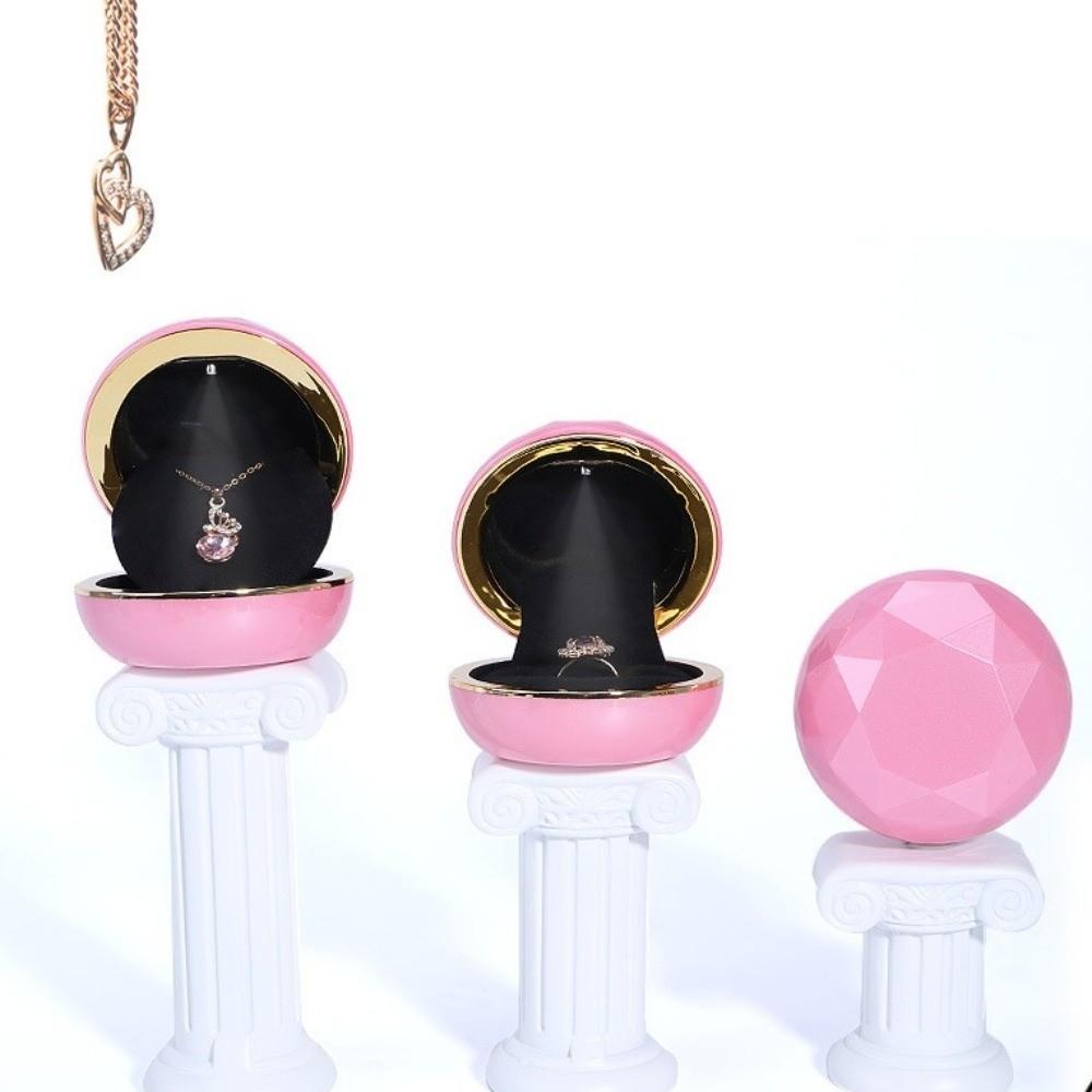 Luxury LED Ring Display Box Storage Couple Rings Holder Portable Necklace Ring Case  for Wedding