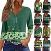 Women's Fashion Button-Up V-Neck Three-Quarter Sleeve Valentine's Day Print Top