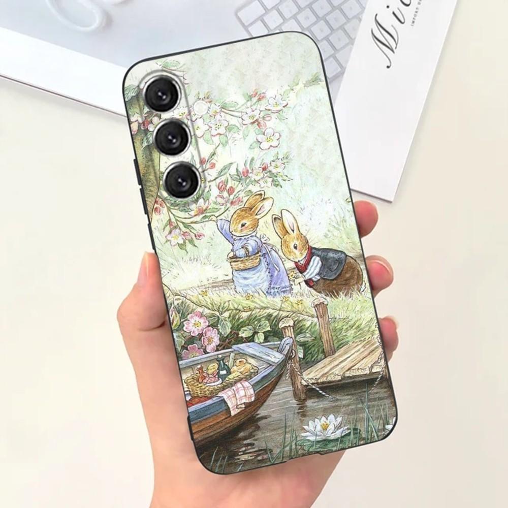 Cute P-PeterS Rabbit Phone Case For Samsung S25,S24,S21,S22,S23,S30,Ultra,S20,Plus,Fe,Lite,Note,10,9,5G Black Cover
