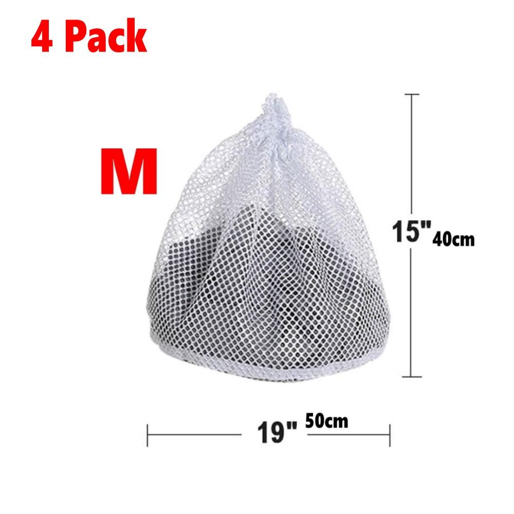 4 Pack Mesh Laundry Bag - Machine Washable Drawstring Design Travel Wash Bag for Blouses, Hosiery, Stockings, and Underwear
