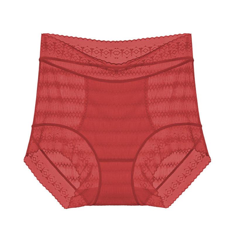 Large Size Female Spring and Summer Thin Lace Seamless Waist Antibacterial Extended Crotch Triangle Briefs