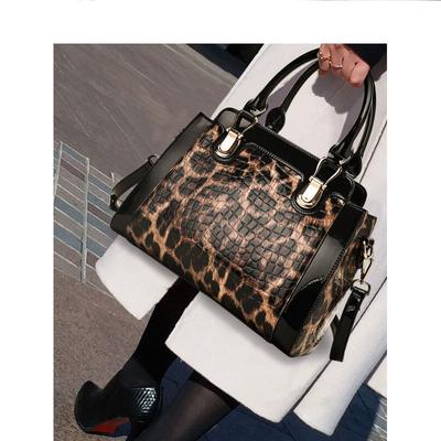 Women's Bag New Fashionable and Versatile Leopard Print Handbag Cowhide Large Capacity Single-shoulder Crossbody Bag