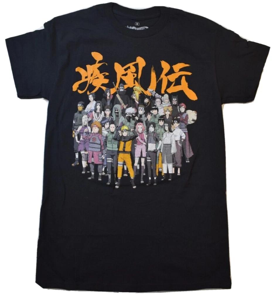 Naruto Shippuden Mens Naruto Character Collage Anime Black Shirt New Small XL