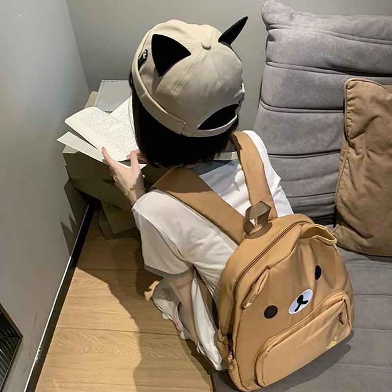 Cartoon Rilakkumas Rucksack für Kinder Kawaii Korilakkuma Stickerei Schultasche Große Kapazität Mädchen Jungen Schüler Schultasche