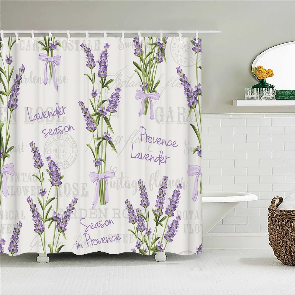 Waterproof Fabric Shower Curtain Colorful Flowers Pattern Printed Shower Curtains With 12 Hooks Multi-size Bath Screen