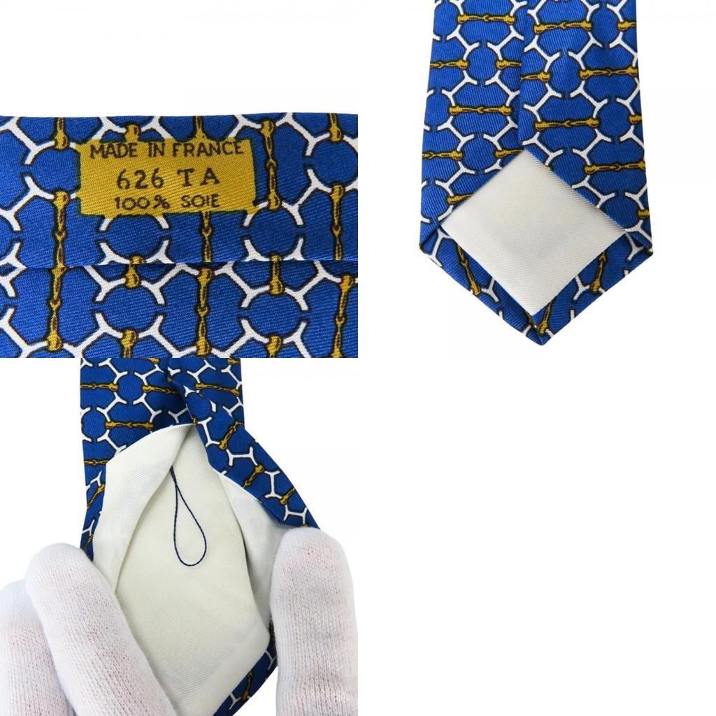 Used HERMES Tie Toyota Limited Edition Silk Blue Gold Business