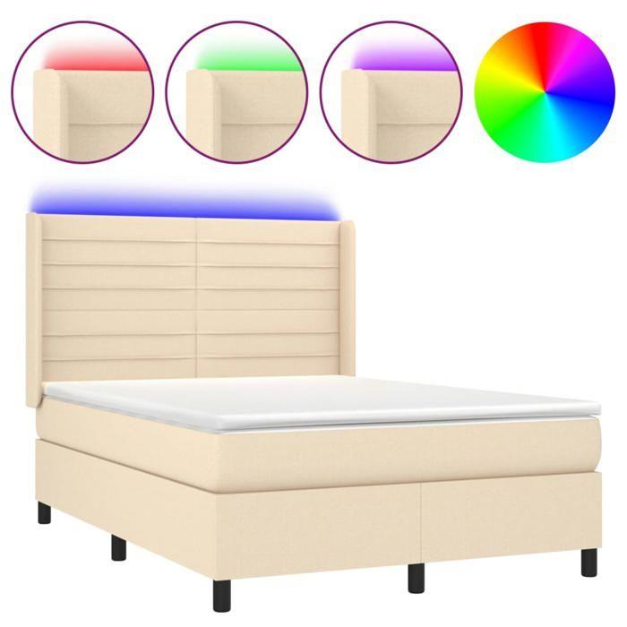 VidaXL Sommier à Lattes de Lit avec Matelas et LED, Lit Rembourré, Lit Double, Lit Adulte de Chambre à Coucher Intérieur, 3138394