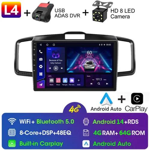 4G CarPlay For Honda Freed 1 Spike 2008-2016 Android14 Radio Screen Car Multimedia Video Player 2din Navigation Head Unit