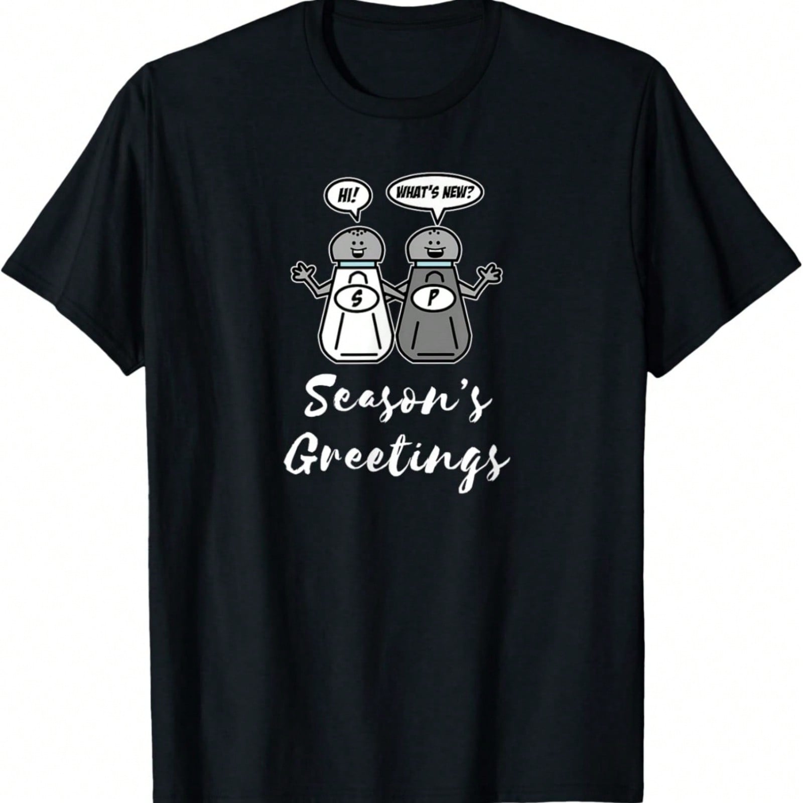 Season s Greetings Pun Salt Pepper Funny Christmas T-Shirt S
