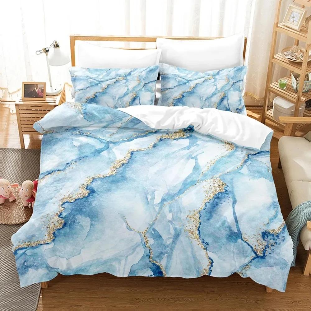 Purple Marble Comfortable Duvet Quilt Cover Pillowcase Bedding Set Children Bedroom Decoration Home Textile