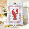 Blue White Stripe Red Lobster Fleece Blanket For Nautical Bedroom Decor Lightweight Plush Throw Blanket Cover