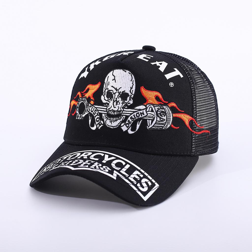 Pentagram Skull Mesh American Locomotive Cap Truck Driver Hat Breathable Baseball Cap
