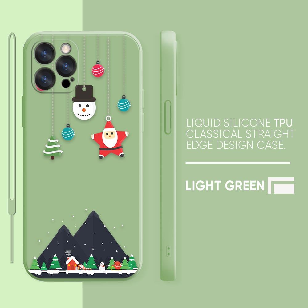 Merry Christmas Santa Claus Phone Case iPhone 11 12 13 14 Pro Max 7 8 Plus XR XS SE Straight Edge Liquid Silica Gel Shell Cover