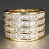 Huitan Multi-layers Design Women Gold Color Wedding Party Accessories Inlaid Shiny Round CZ Luxury Engagement Lady Jewelry Gift