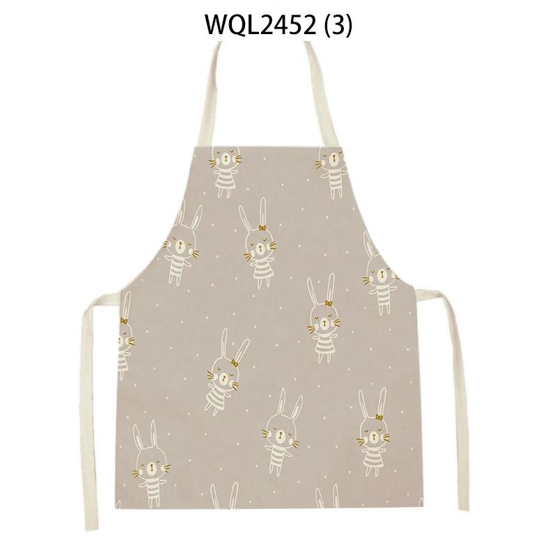 Animal Snail Rabbit Printing Apron Adult Kids Sleeveless Kitchen Apron Linen Cooking Baking Accessories Apron Cleaning Tool