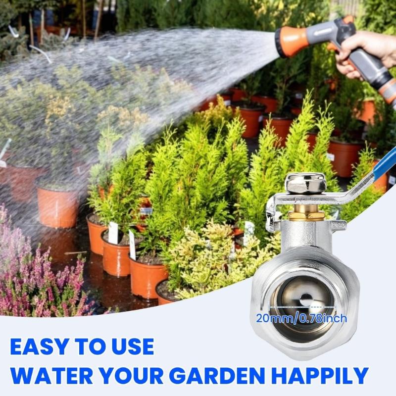 Quarter Turn Garden Hose Water Shut Off 304 Metal with 3/4 Inch Ends, Washers and Seal Tape for Outdoor Faucet Control and Irrigation Tasks